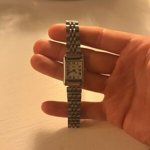 UNTESTED Seiko Vintage Classic Silver Petite Minimalist Roman Numeral Tank Watch